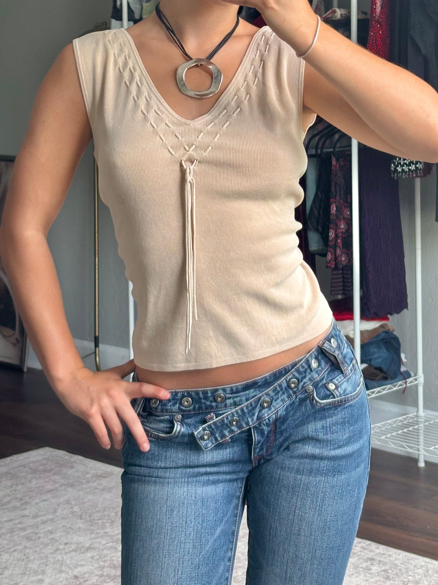 Weaved 90's Silk Top | Size M