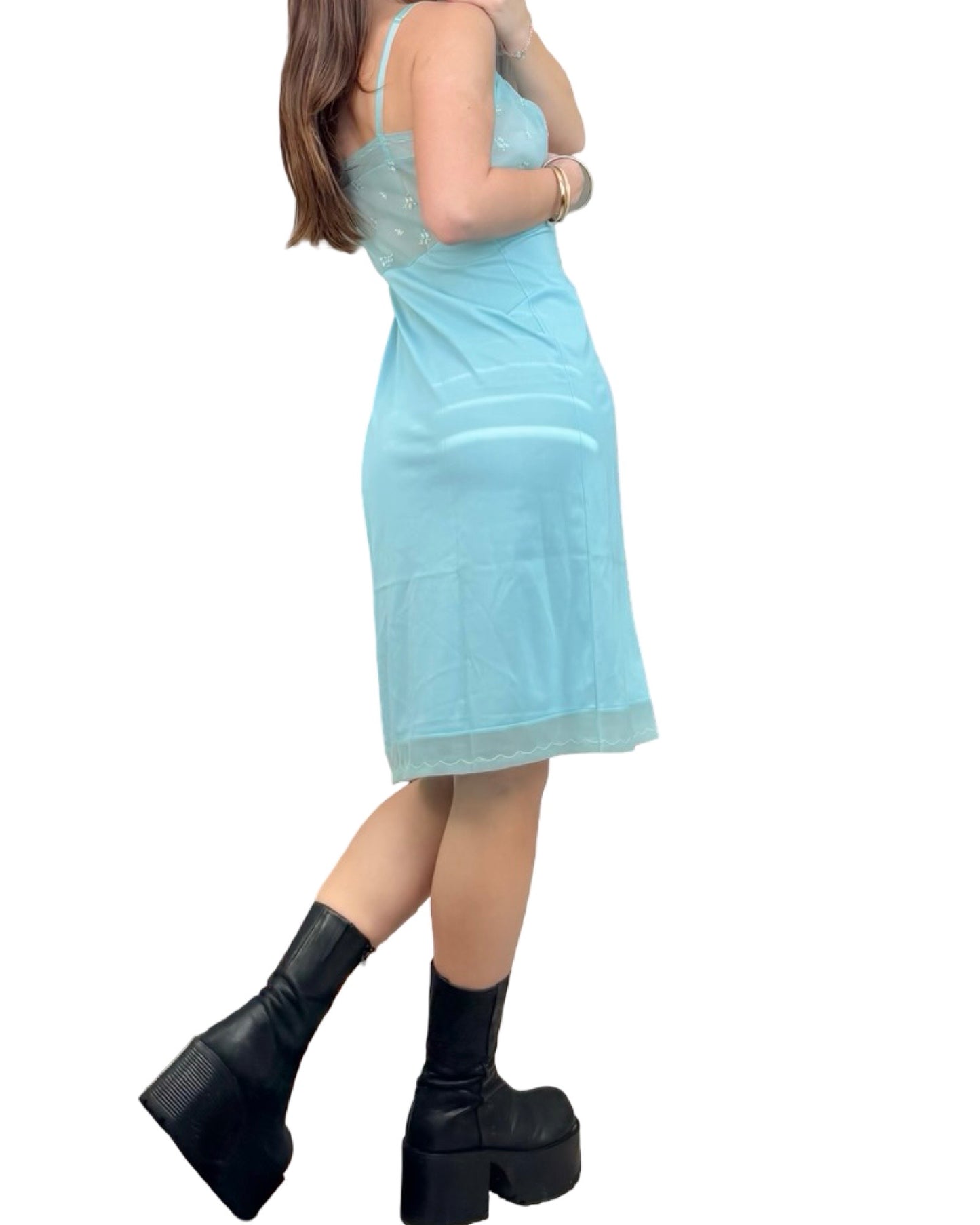 Embroidered 90's Slip Dress | Size S NEEDS TAG