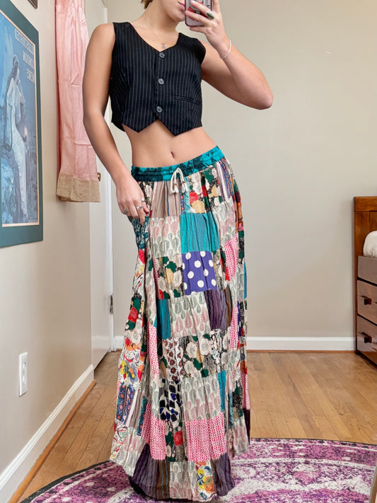 Patchwork 00’s Maxi Skirt | Size 26” Waist