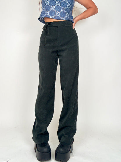 Side Tie Suede Trousers | Size 33” waist
