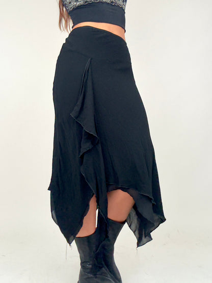 Black Asymmetric Midi | Size 32” waist