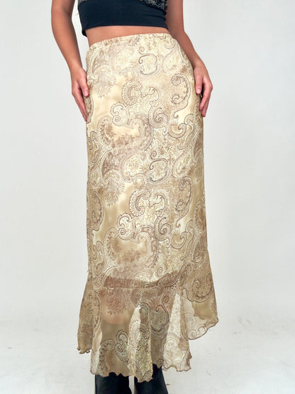 Tan Paisley Maxi | Size 27” waist