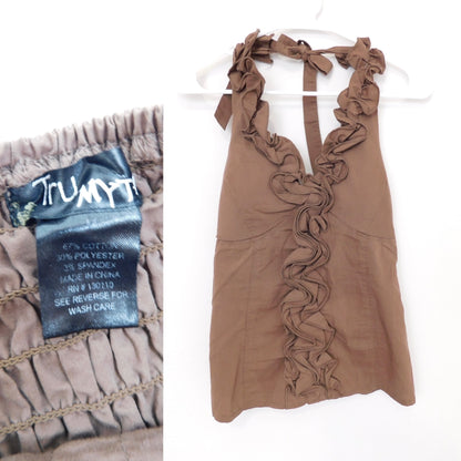 Y2K Ruffle Halter Blouse | Size M