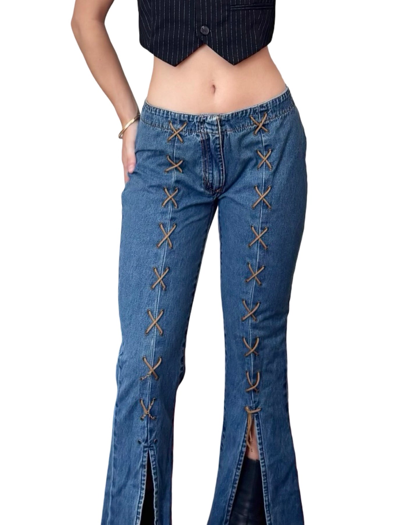 Moments 00's Lace Up Jeans | Size 28" Waist