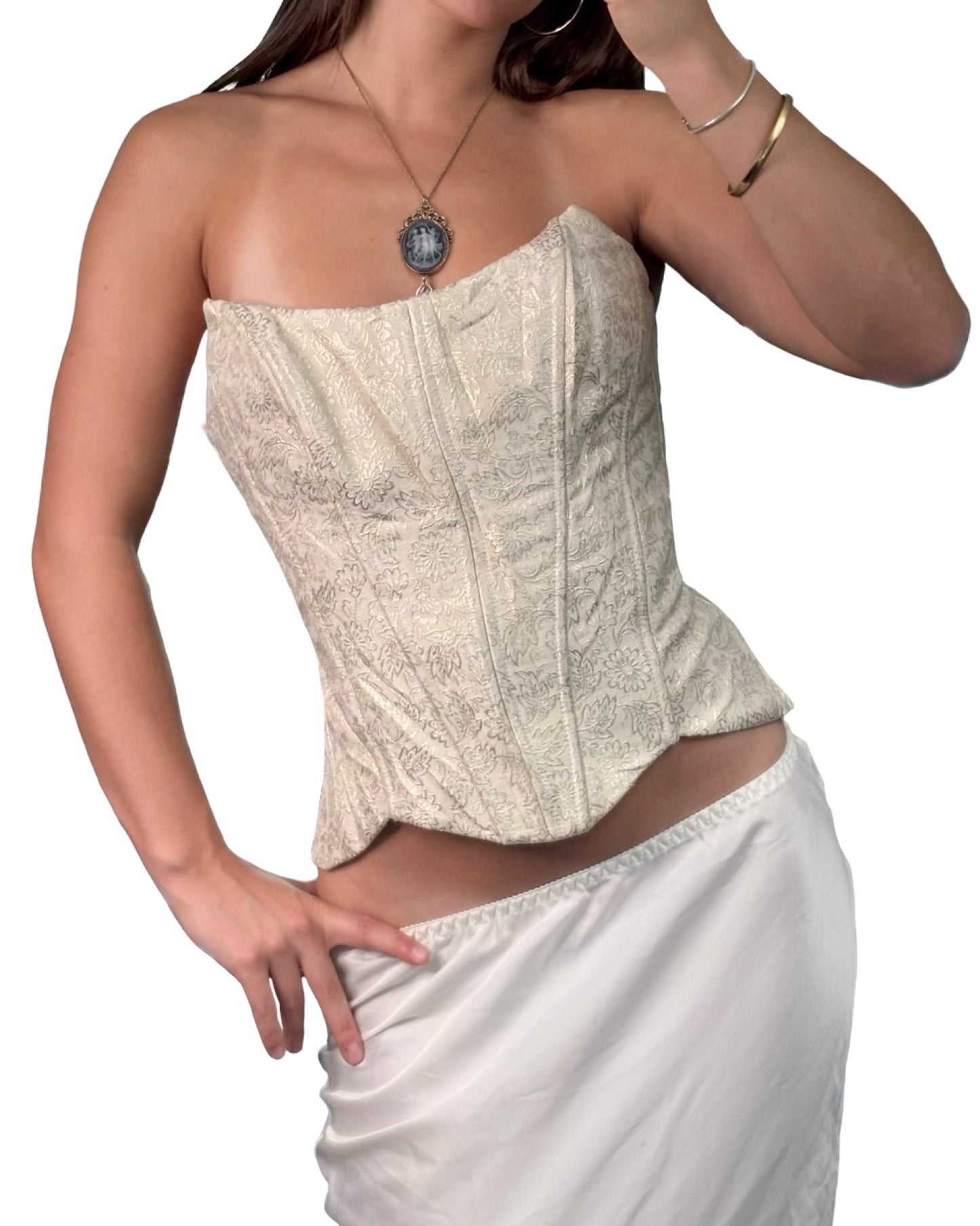Printed 90's Cream Corset | Size M