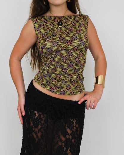 90’s Flower Boat Neck Tank | Size M