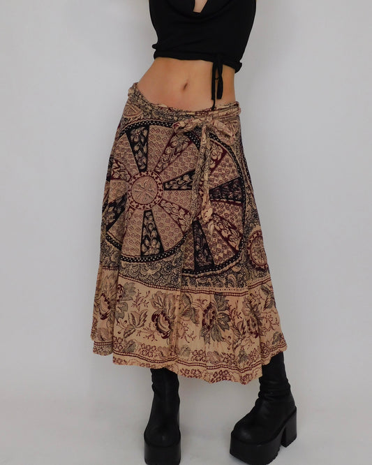Vintage Wrap Maxi Skirt | One Size