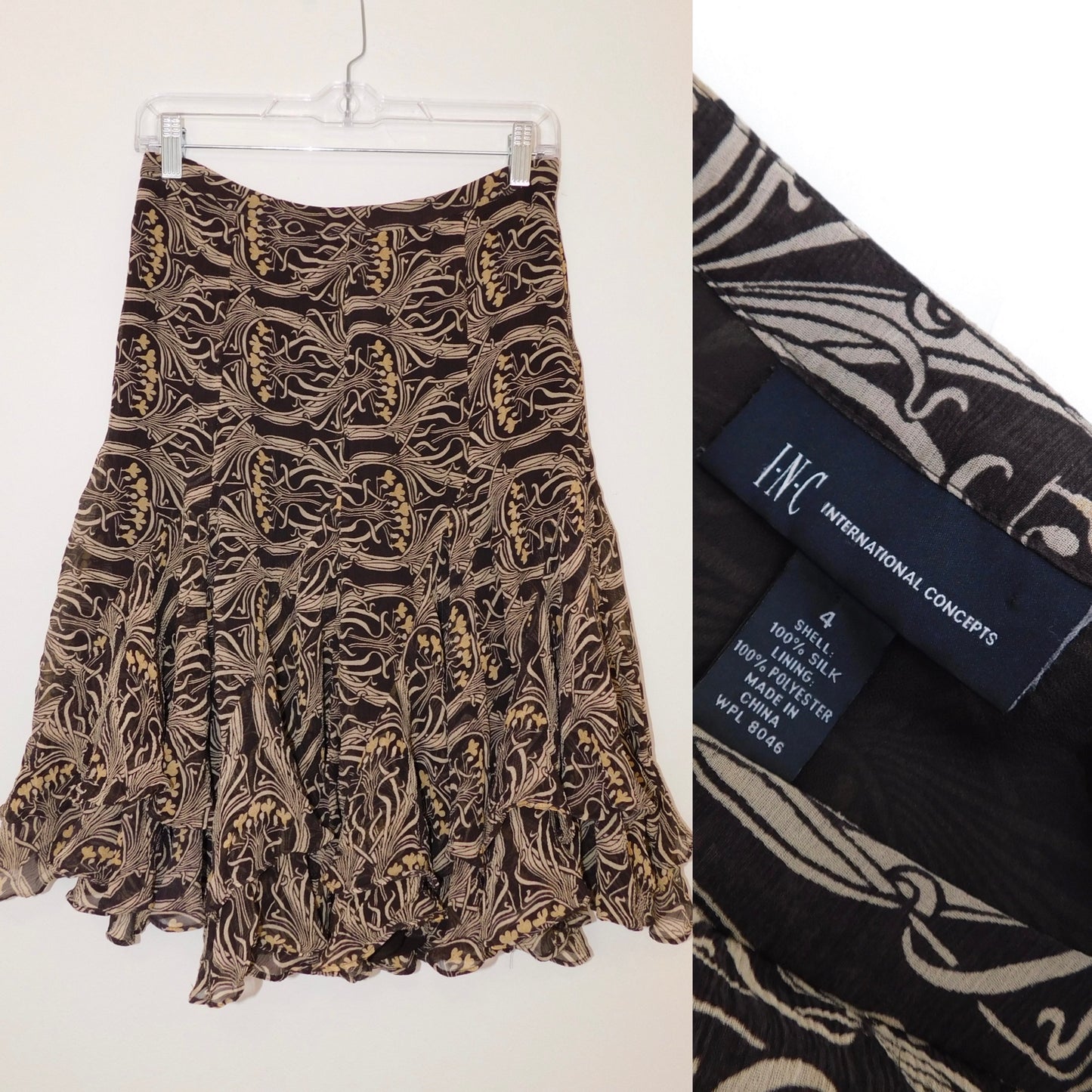 Ruffled Silk Midi Skirt | Size 4