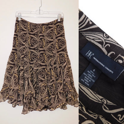 Ruffled Silk Midi Skirt | Size 4