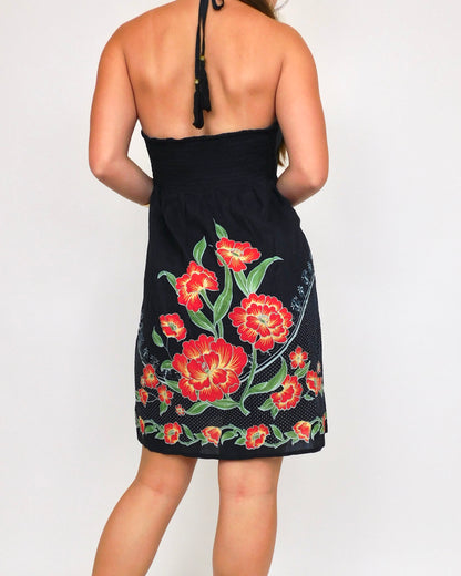 Y2K Flower Halter Mini Dress | Size M
