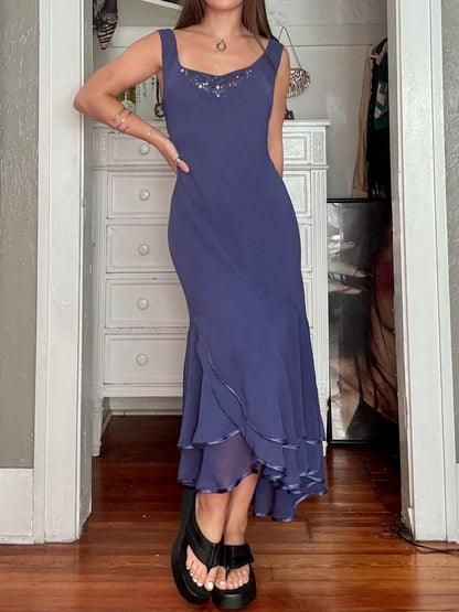 Beaded 00's Tiered Dress | Size L/XL