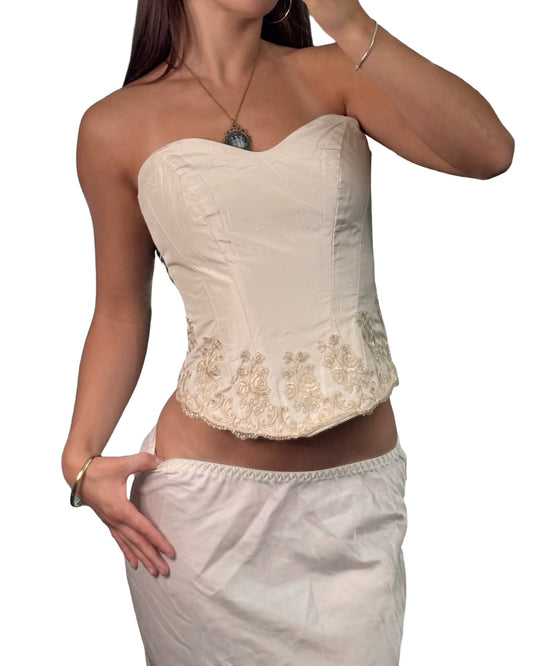 Embroidered 90's Corset | Size S/M