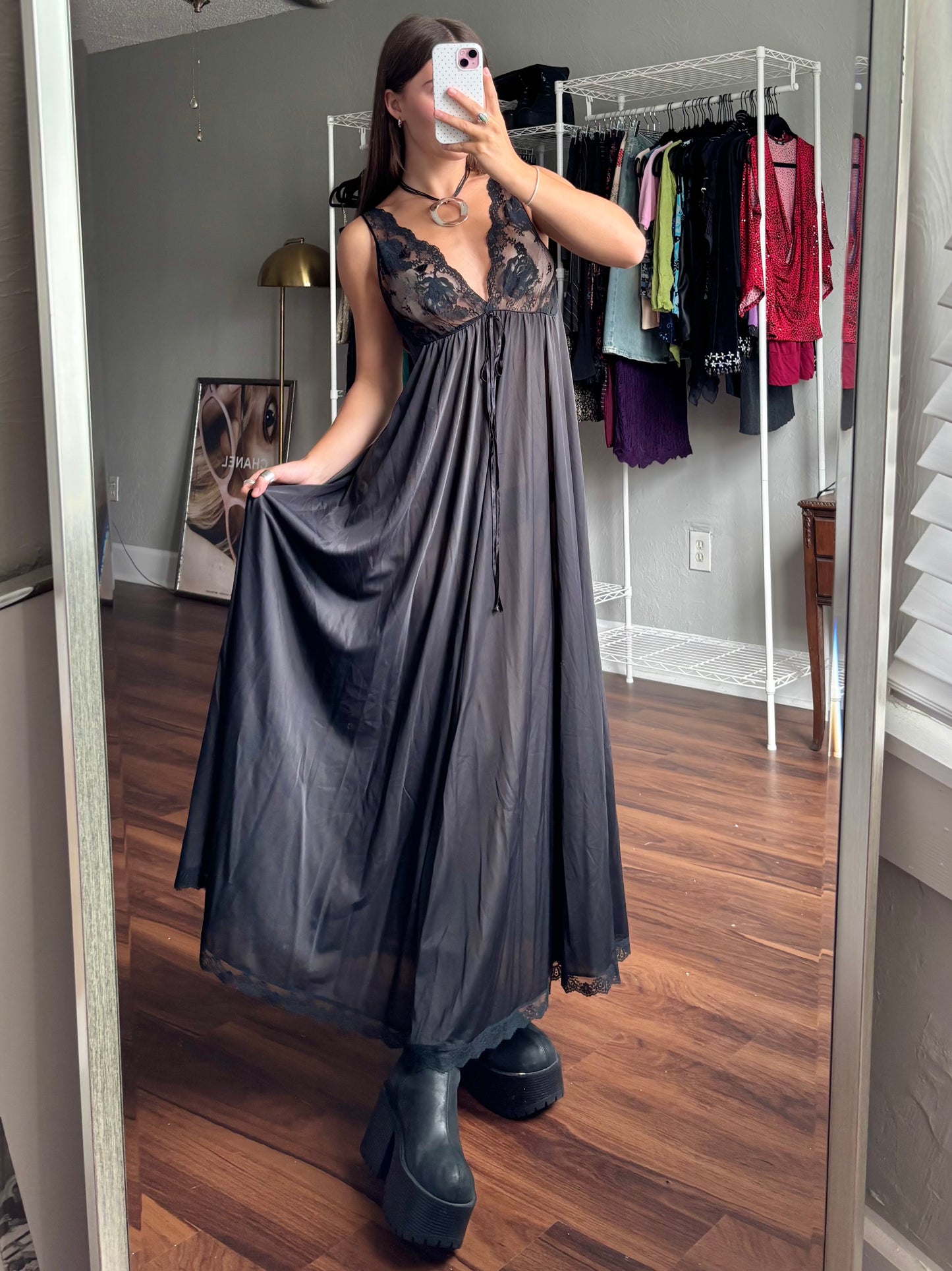 Lucie 70's Full Sweep Slip Dress | Size M