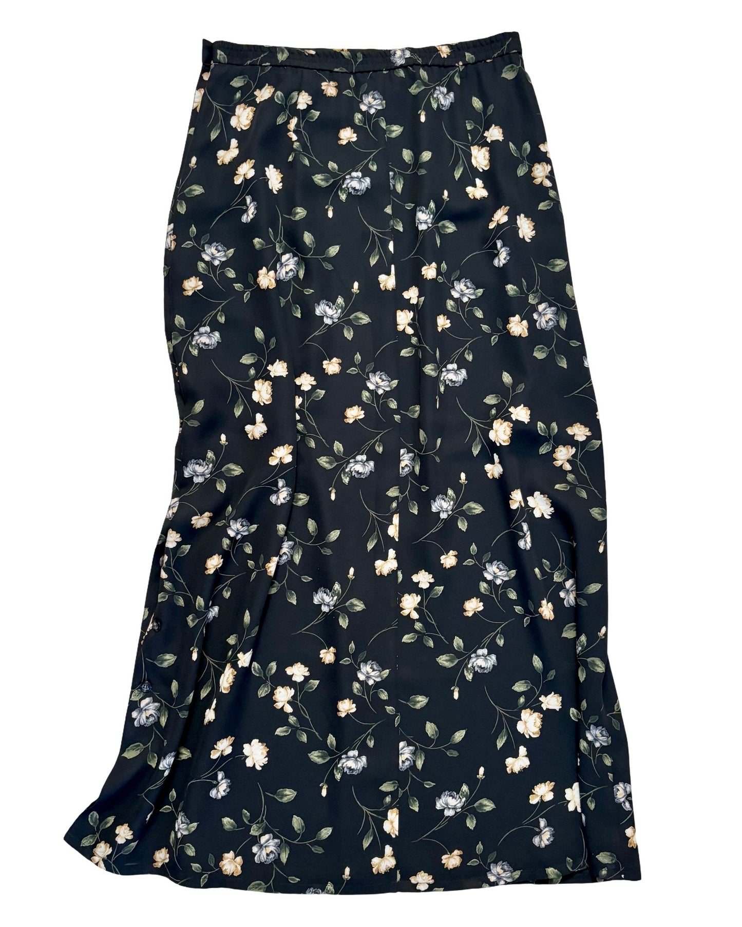 Floral 90’s Button Maxi Skirt | Size 27” waist