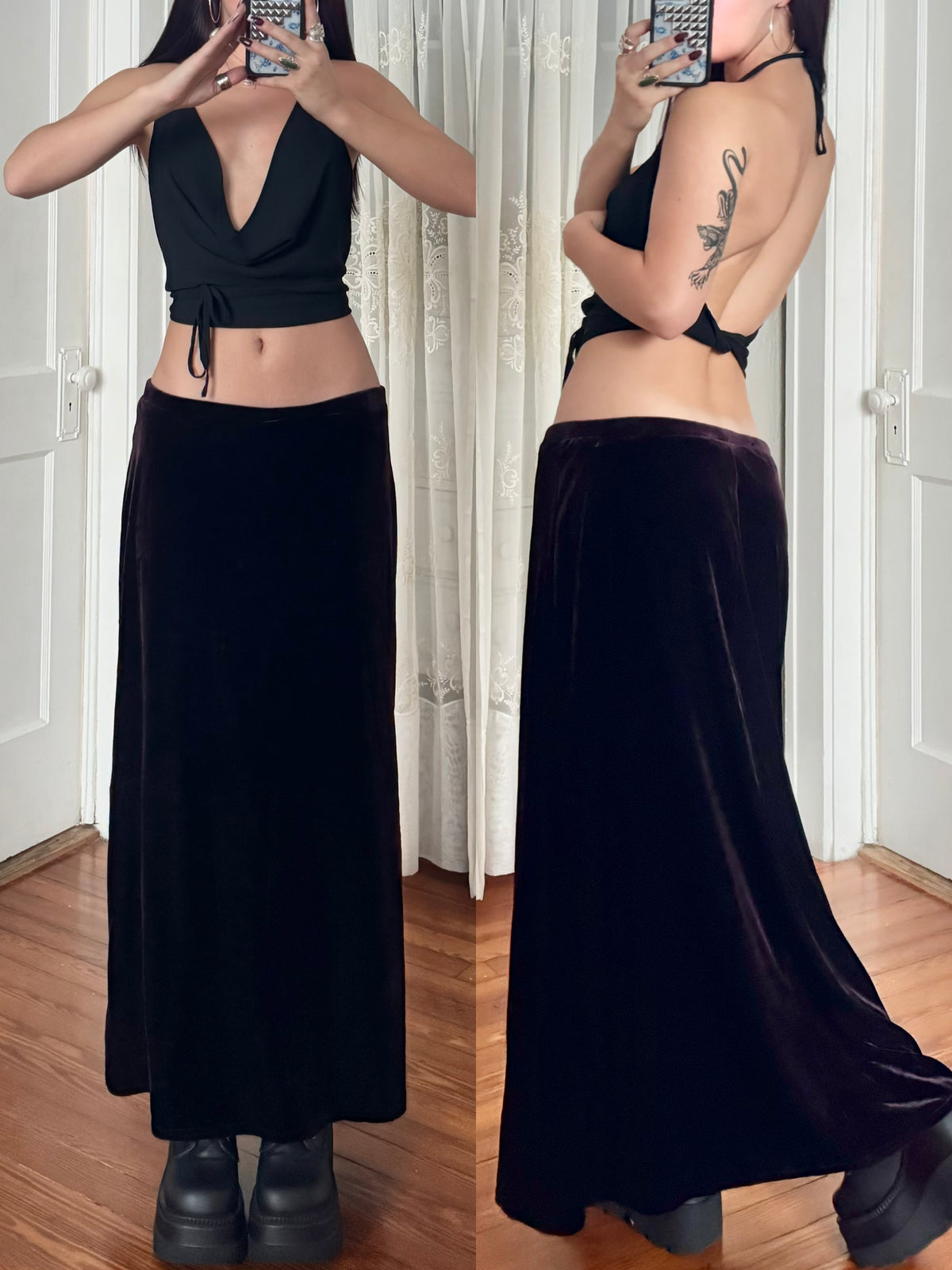 90's Velvet Maxi Skirt | Size L