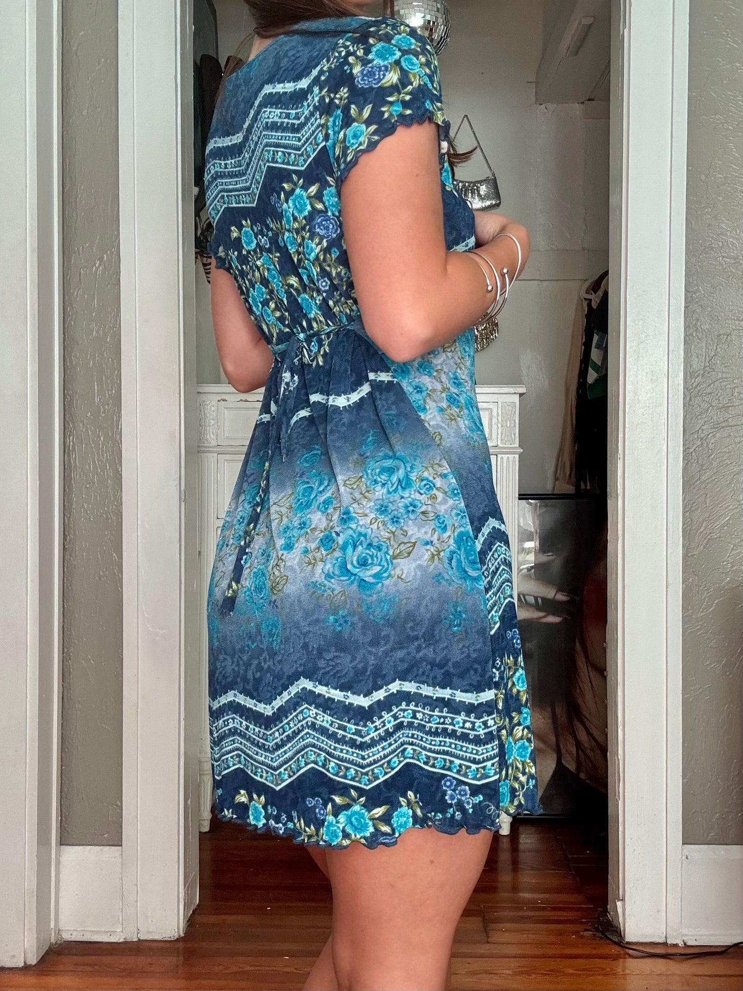 Printed 90's Tie Back Dress | Size S