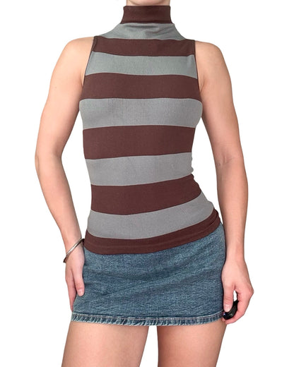 F&F 00's Stripe High Neck Top | OS