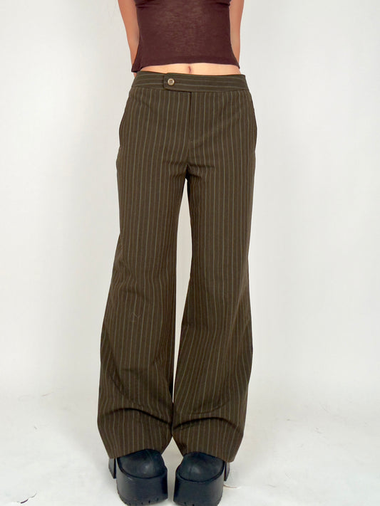 Brown Pinstripe Trousers | Size US 6
