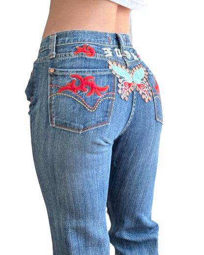 Vigoss 00's Embroidered Low Rise Jean | Size 32" Waist