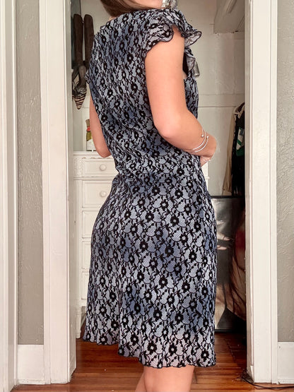 Mesh 90's Lace Print Dress | Size M