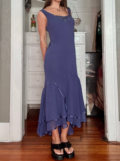 Beaded 00's Tiered Dress | Size L/XL