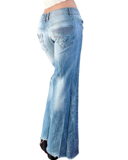 TRF Low-Rise Distressed Wide Leg Jean | Size 4