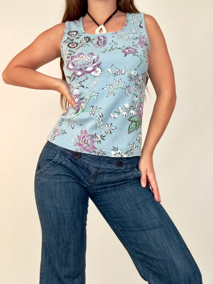 Blue Beaded Tank | Size L