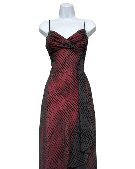 Delaru 90's Mesh Ruffle Gown | Size M