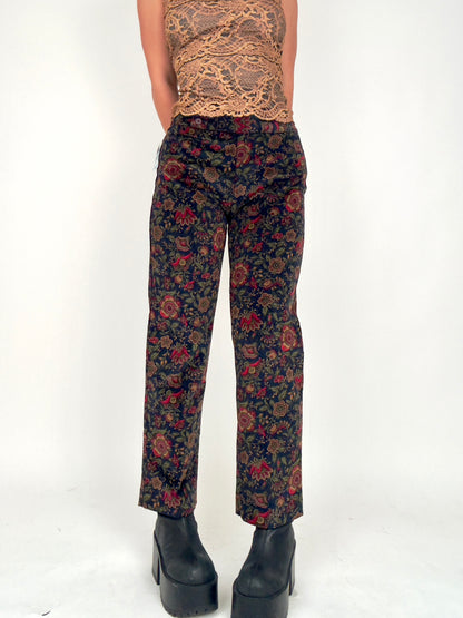 Floral Corduroy Trousers | Size US 4