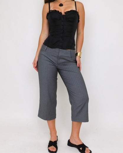 Grey Pinstripe Capris | Size 4