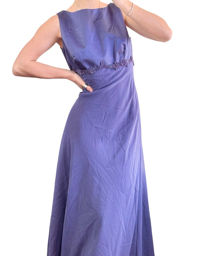 Purple 90's Embellished Mesh Gown | Size 9/10