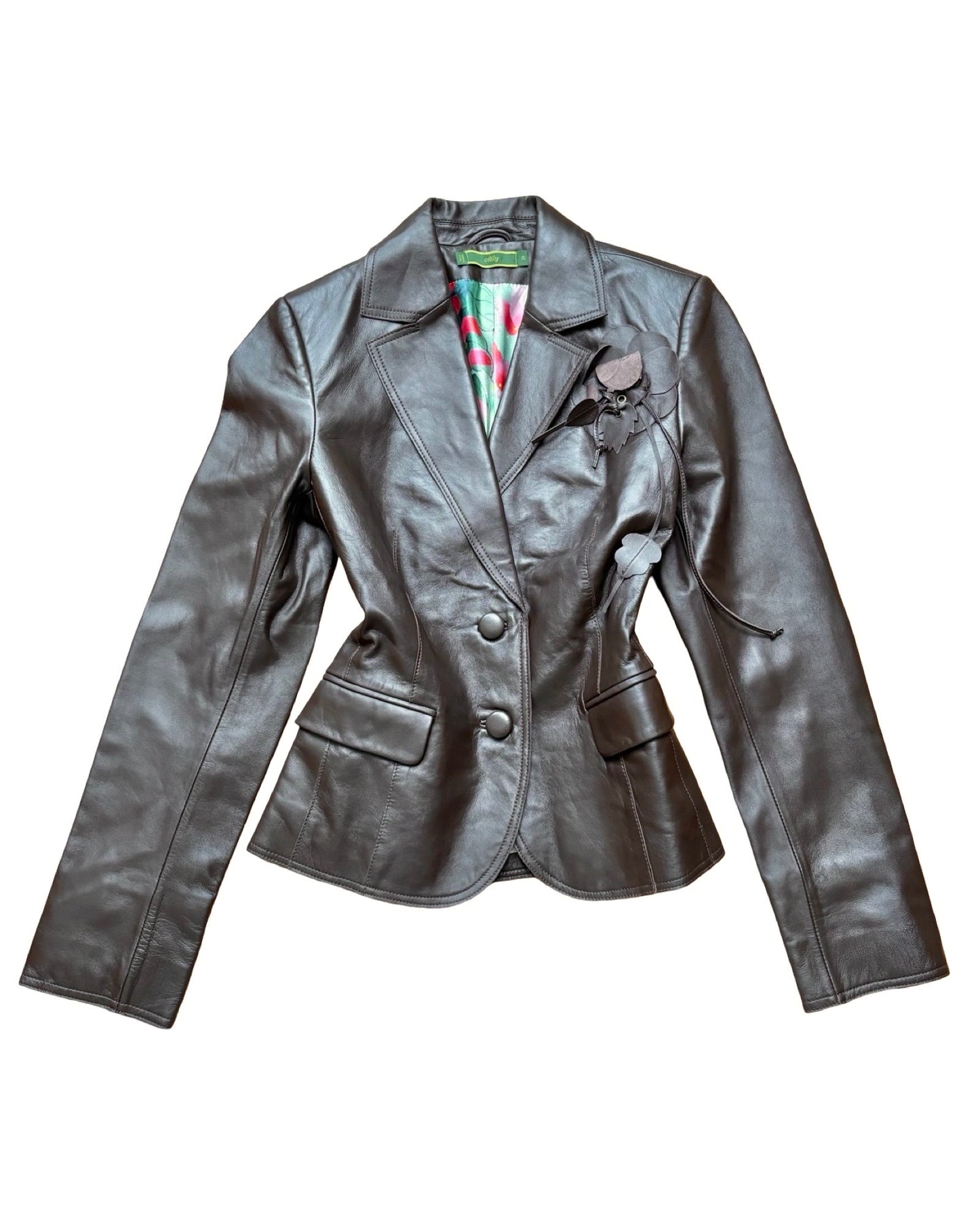 Brown 00's Leather Jacket | Size S