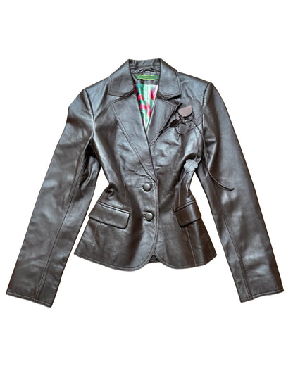Brown 00's Leather Jacket | Size S
