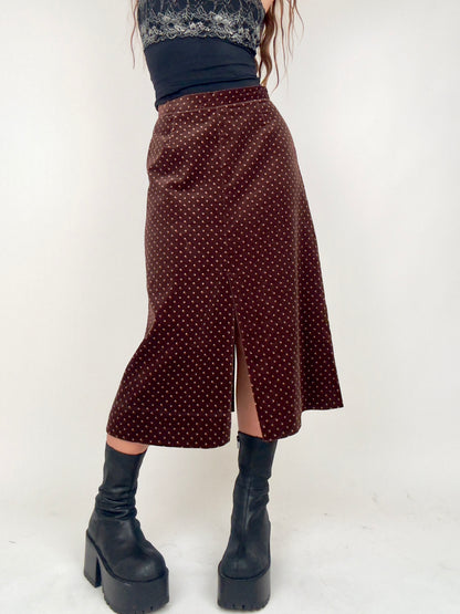 Brown Velvet Midi | Size 27” waist