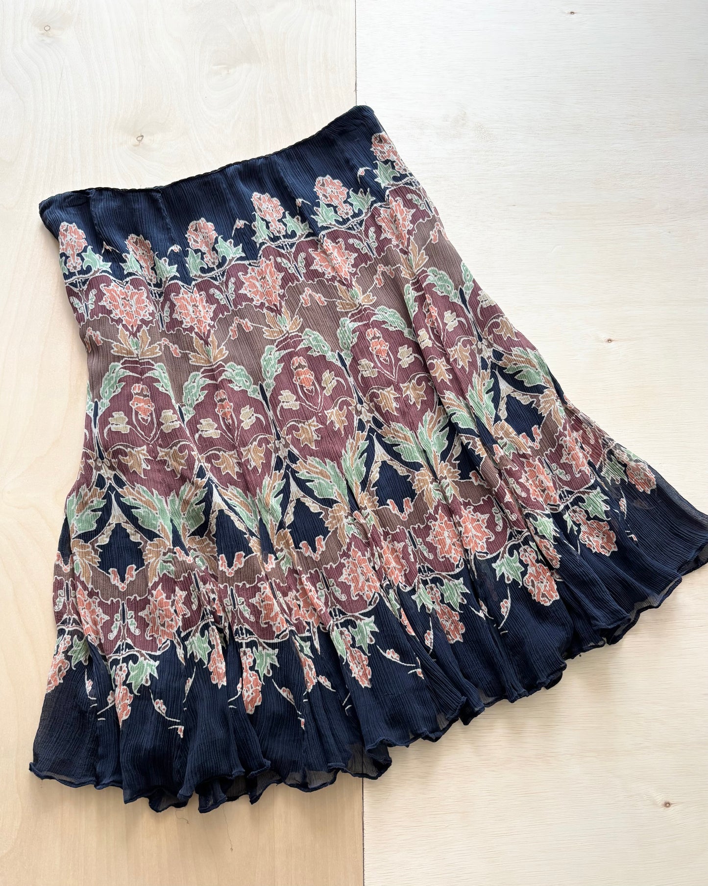 Y2K Silk Printed Skirt | Size 32” waist