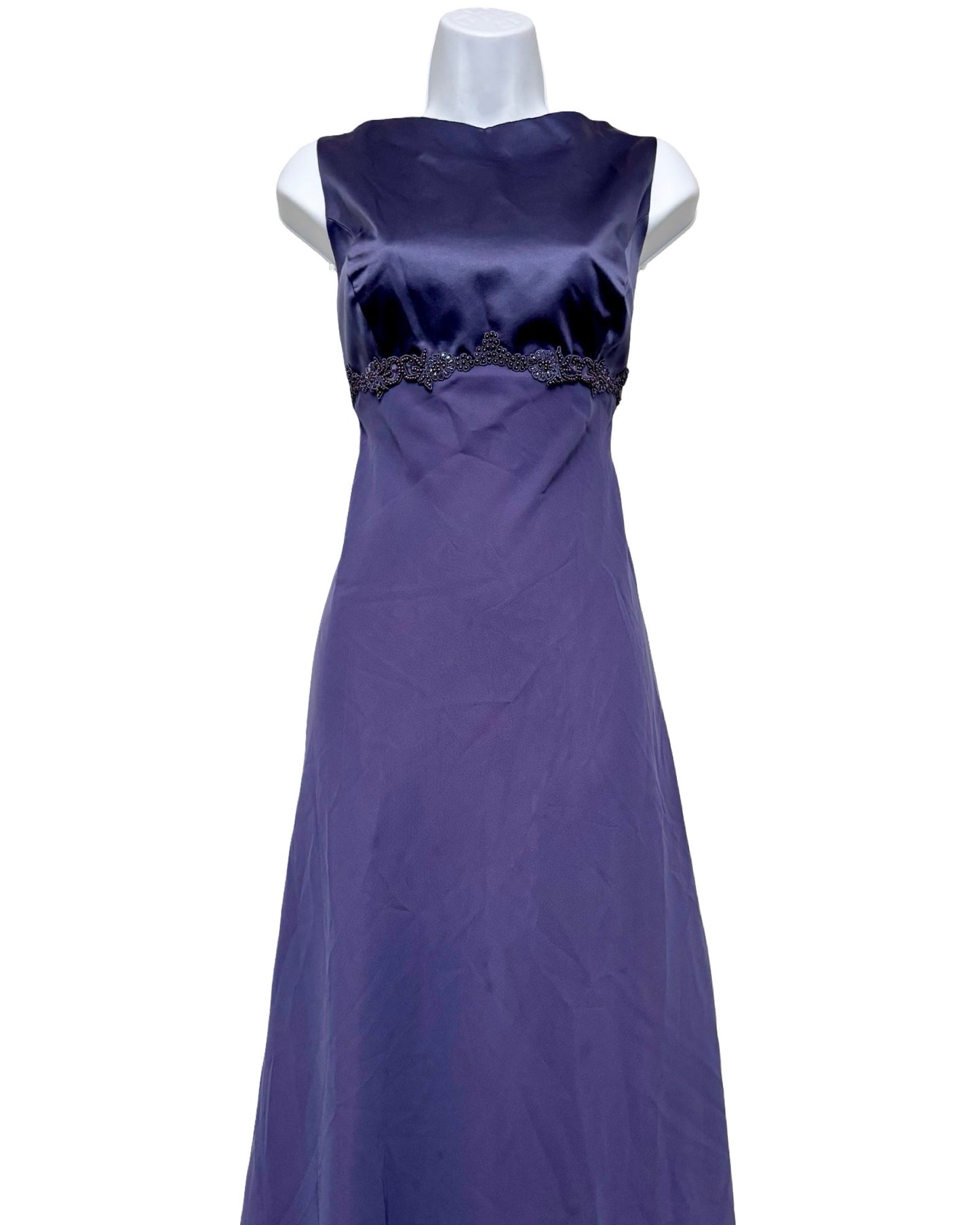 Purple 90's Embellished Mesh Gown | Size 9/10