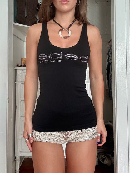 Fitted 00's Bebe Rhinestone Tank | Size M