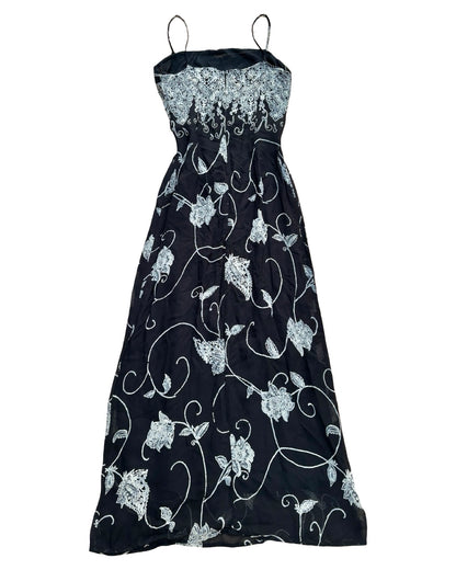 Black 90’s Floral Maxi Dress | Size M/L
