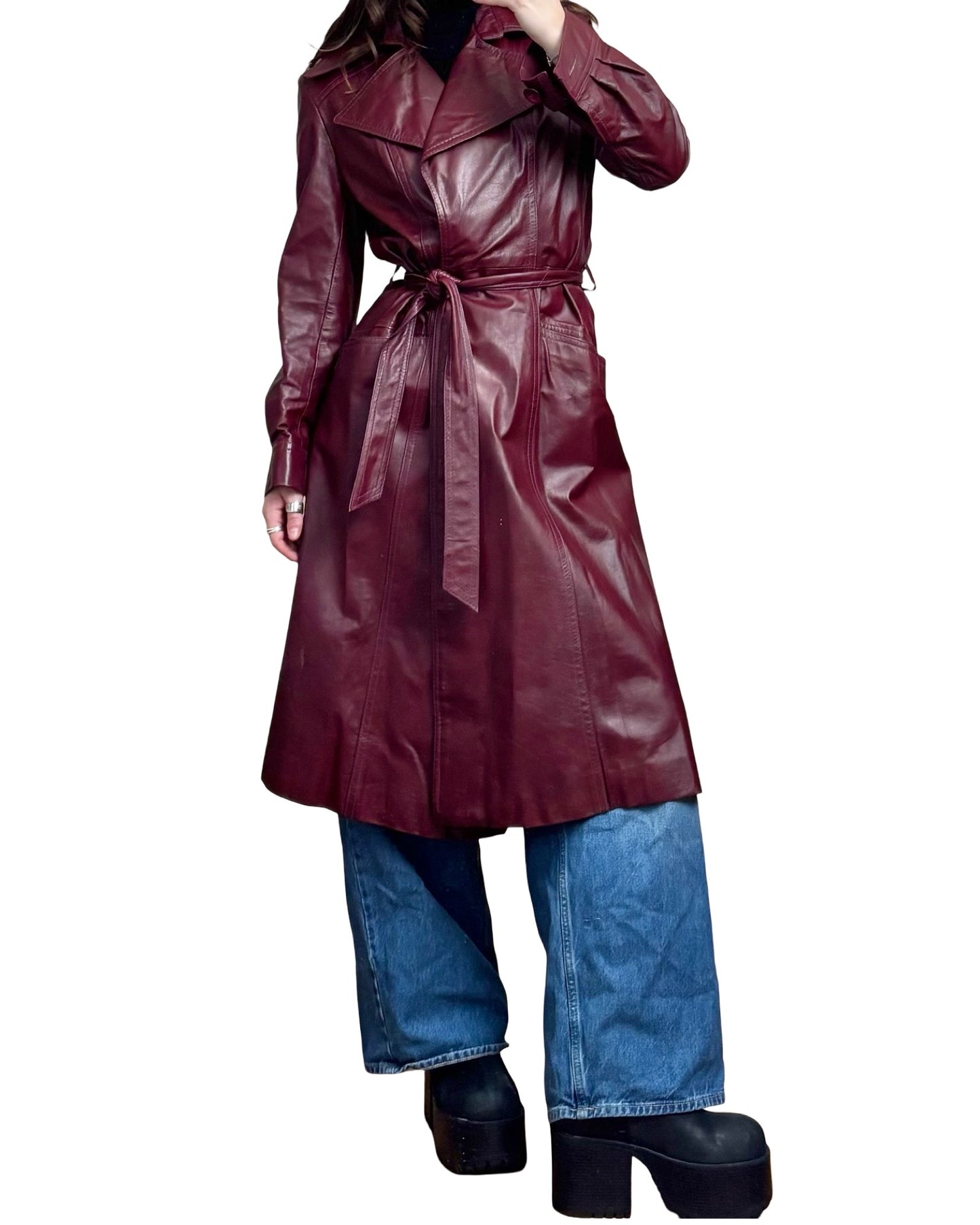 David Black 90's Leather Trench | Size M