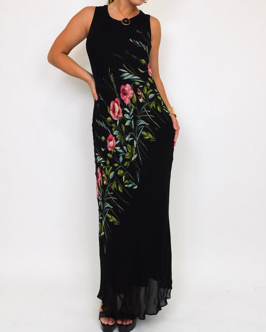 90’s Floral Detail Maxi Dress | Size M