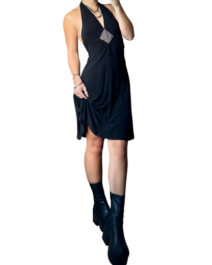 Embellished 00’s Halter Dress | Size M