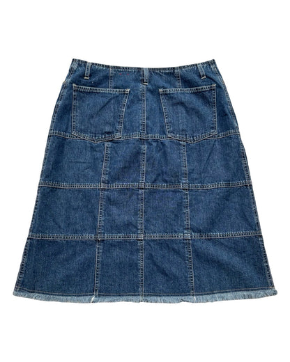 Stitched 00's Denim Midi Skirt | Size 30" Waist