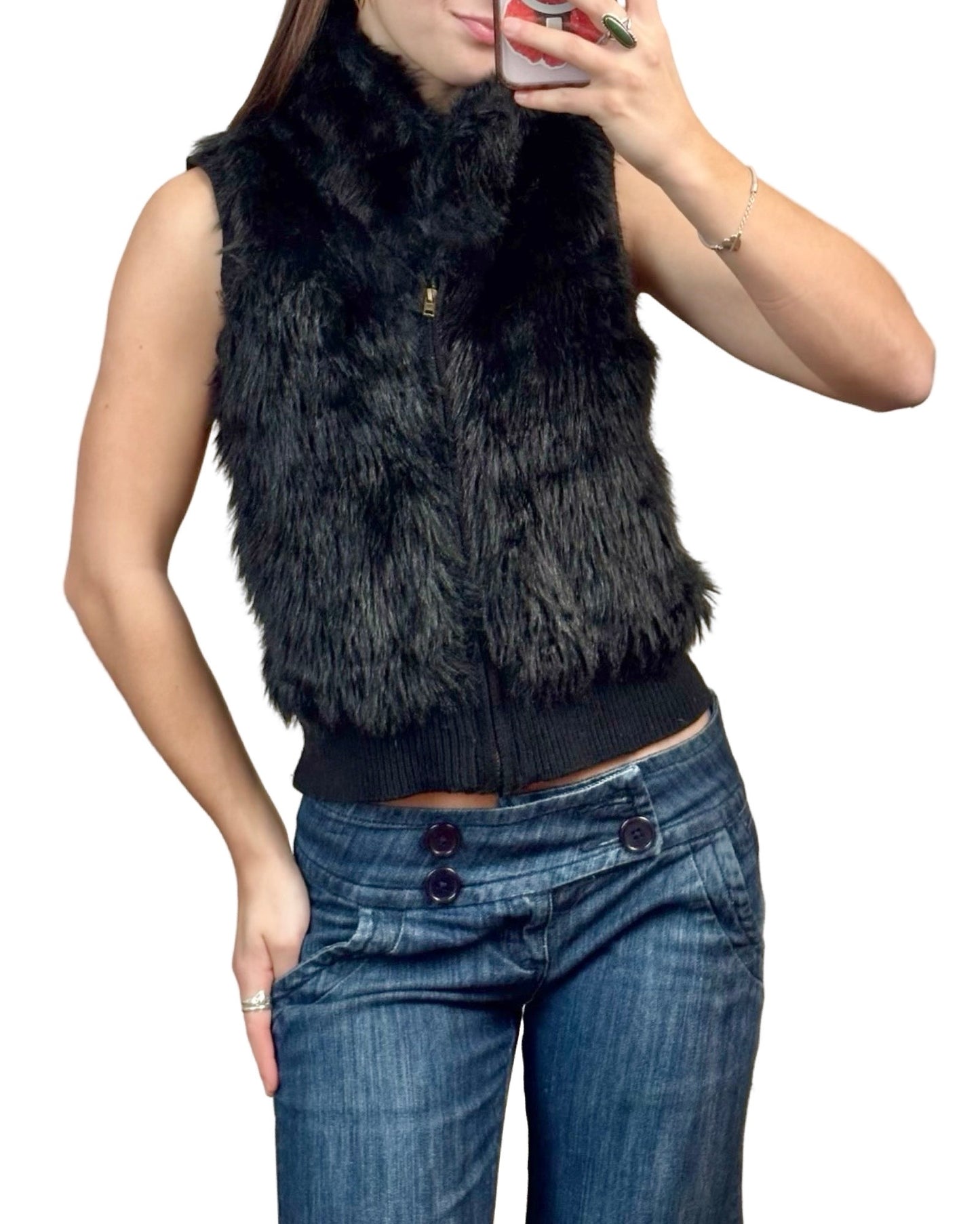 Arizona 00's Faux Fur Vest | Size M