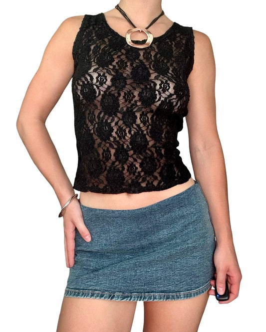 Sears 90's Mesh Lace Top | Size S
