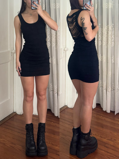 Y2K Fringe Back Dress | Size M
