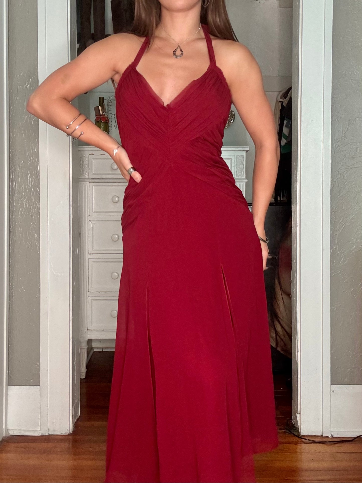 Ruched 00's Silk Dress | Size 4