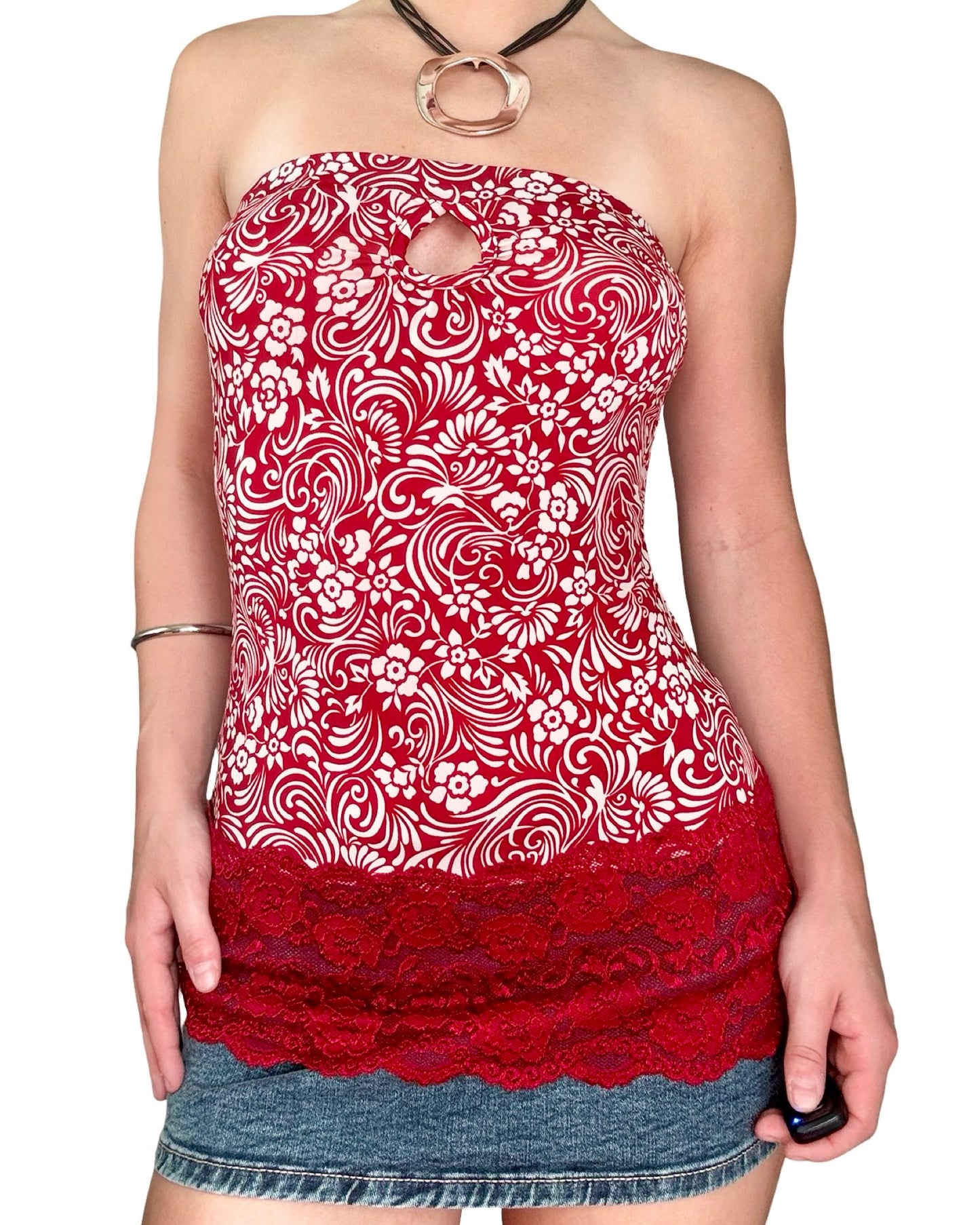 Vixen 00's Lace Hem tube Top | Size M