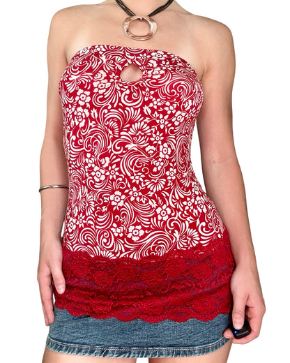 Vixen 00's Lace Hem tube Top | Size M