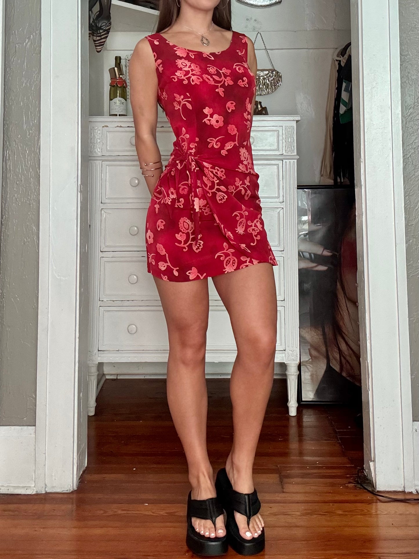 Floral 90's Wrap Dress | Size S