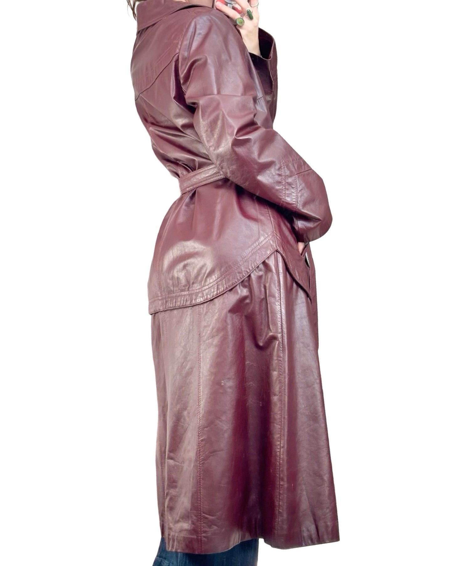 Richard Mann 90's Burgundy Leather Trench | Size 10